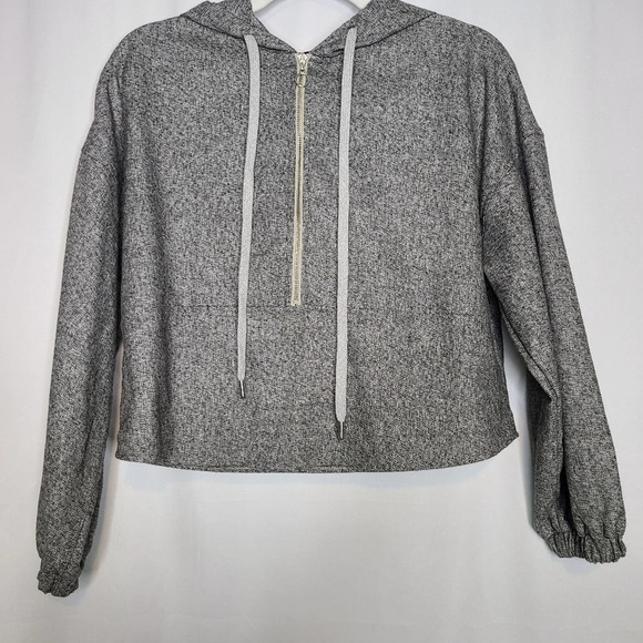 NWOT Zara Heathered Black Gray Soft Flannel Cropped Hoodie/Jogger Pants Set - Picture 10 of 16